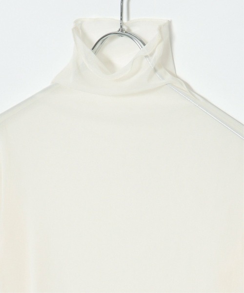 notch.（ノッチ）の「シアーメッシュハイネックトップス（Tシャツ/カットソー・レディース・オレンジ/ブルー/ブラック/ピンク/オフホワイト/グリーン・M）」の9枚目の写真