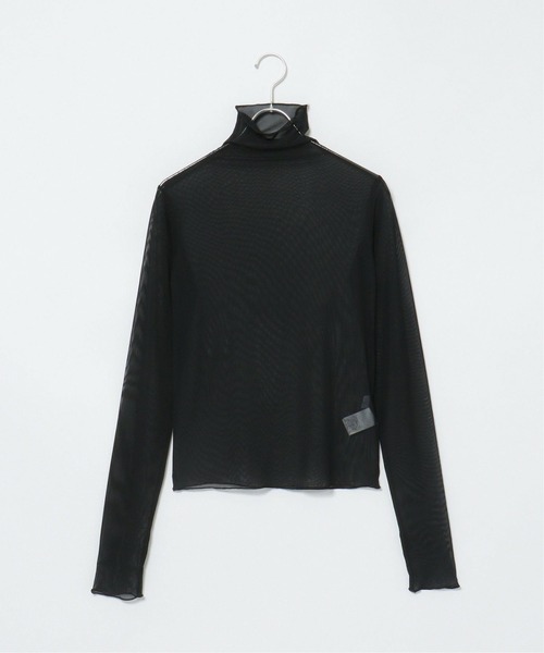 notch.（ノッチ）の「シアーメッシュハイネックトップス（Tシャツ/カットソー・レディース・オレンジ/ブルー/ブラック/ピンク/オフホワイト/グリーン・M）」の15枚目の写真