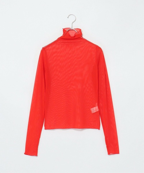 notch.（ノッチ）の「シアーメッシュハイネックトップス（Tシャツ/カットソー・レディース・オレンジ/ブルー/ブラック/ピンク/オフホワイト/グリーン・M）」の19枚目の写真