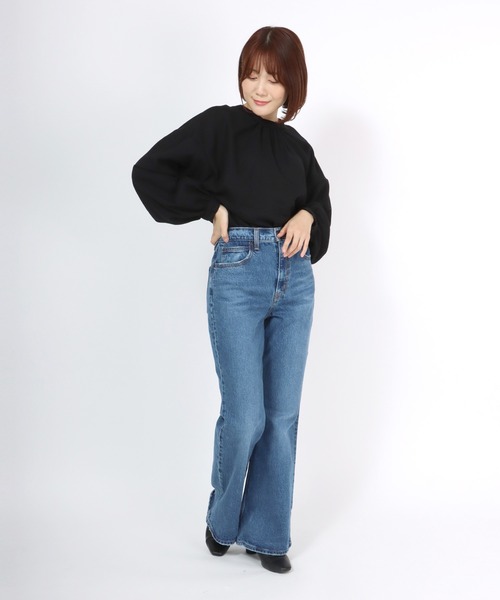 Salong hameu(サロン ハミュー)の「プチハイネックぽわん袖 前後2WAYブラウス レディース/長袖 無地シャツ(シャツ/ブラウス・レディース・オフホワイト/ブラック・M/L)」の9枚目の写真
