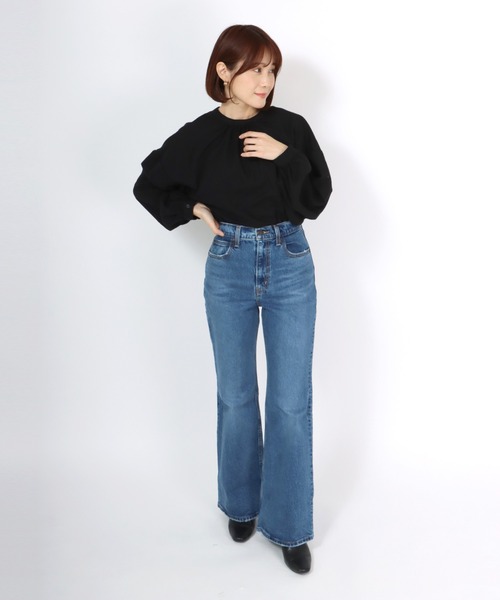 Salong hameu(サロン ハミュー)の「プチハイネックぽわん袖 前後2WAYブラウス レディース/長袖 無地シャツ(シャツ/ブラウス・レディース・オフホワイト/ブラック・M/L)」の11枚目の写真