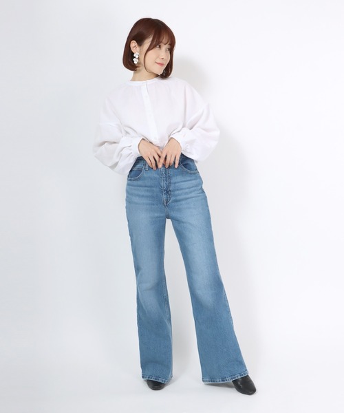 Salong hameu(サロン ハミュー)の「プチハイネックぽわん袖 前後2WAYブラウス レディース/長袖 無地シャツ(シャツ/ブラウス・レディース・オフホワイト/ブラック・M/L)」の18枚目の写真