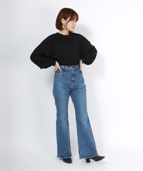 Salong hameu(サロン ハミュー)の「プチハイネックぽわん袖 前後2WAYブラウス レディース/長袖 無地シャツ(シャツ/ブラウス・レディース・オフホワイト/ブラック・M/L)」の12枚目の写真