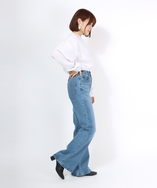 Salong hameu(サロン ハミュー)の「プチハイネックぽわん袖 前後2WAYブラウス レディース/長袖 無地シャツ(シャツ/ブラウス・レディース・オフホワイト/ブラック・M/L)」の4枚目の写真