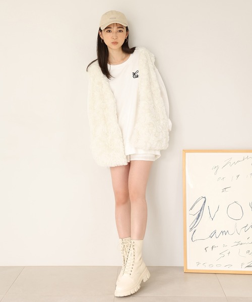 one after another NICE CLAUP(ワンアフターアナザーナイスクラップ)の「オリジナルNCロゴ刺繍/ビックシルエットスウェット(スウェット・レディース・ネイビー/オフホワイト/アイボリー/ピンク・FREE)」の21枚目の写真