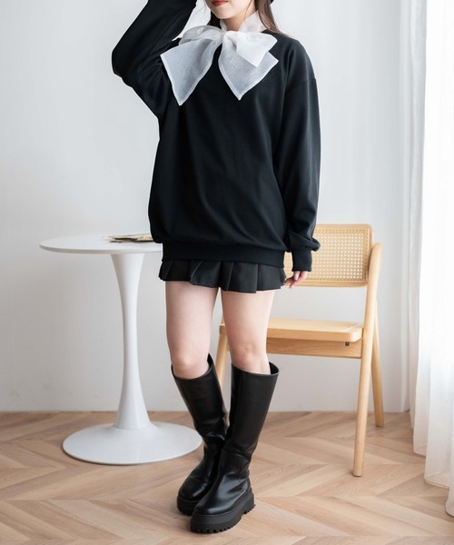 WEGO(ウィゴー)の「WEGO/【2点セット】付け襟SETロゴプルオーバー(スウェット・レディース・ブラック/ピンク・FREE)」の8枚目の写真