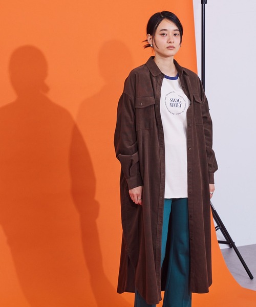 AMERICAN HOLIC（アメリカンホリック）の「コールテンシャツワンピース（シャツワンピース・レディース・チャコールグレー/ブラウン/ピンク/ライトベージュ・M/L）」の16枚目の写真