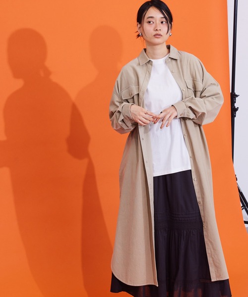 AMERICAN HOLIC（アメリカンホリック）の「コールテンシャツワンピース（シャツワンピース・レディース・チャコールグレー/ブラウン/ピンク/ライトベージュ・M/L）」の17枚目の写真