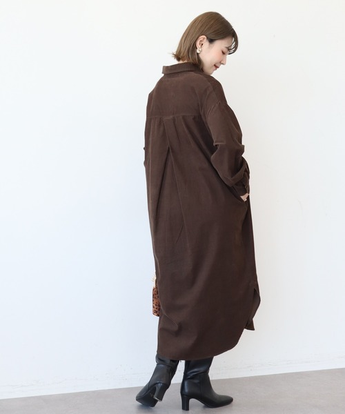 AMERICAN HOLIC（アメリカンホリック）の「コールテンシャツワンピース（シャツワンピース・レディース・チャコールグレー/ブラウン/ピンク/ライトベージュ・M/L）」の9枚目の写真