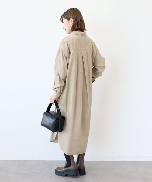 AMERICAN HOLIC（アメリカンホリック）の「コールテンシャツワンピース（シャツワンピース・レディース・チャコールグレー/ブラウン/ピンク/ライトベージュ・M/L）」の7枚目の写真