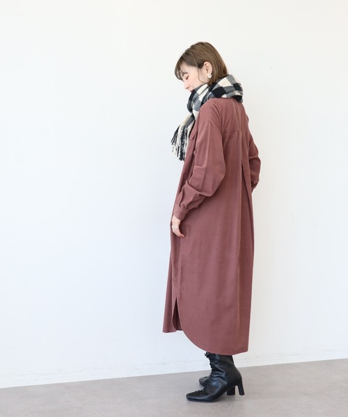 AMERICAN HOLIC（アメリカンホリック）の「コールテンシャツワンピース（シャツワンピース・レディース・チャコールグレー/ブラウン/ピンク/ライトベージュ・M/L）」の12枚目の写真