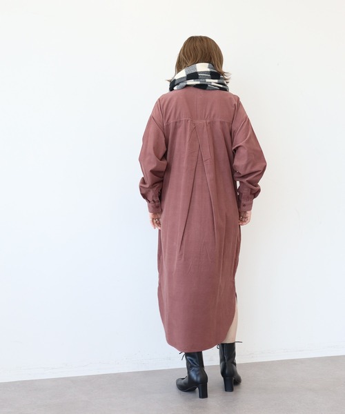 AMERICAN HOLIC（アメリカンホリック）の「コールテンシャツワンピース（シャツワンピース・レディース・チャコールグレー/ブラウン/ピンク/ライトベージュ・M/L）」の13枚目の写真