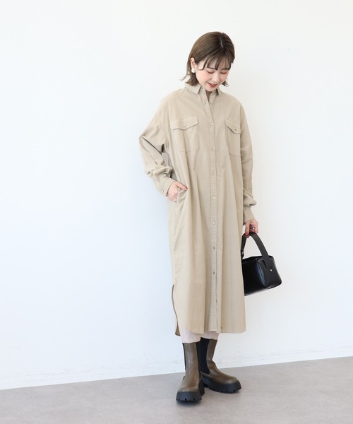 AMERICAN HOLIC（アメリカンホリック）の「コールテンシャツワンピース（シャツワンピース・レディース・チャコールグレー/ブラウン/ピンク/ライトベージュ・M/L）」の20枚目の写真