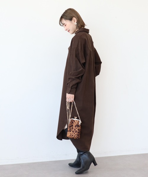 AMERICAN HOLIC（アメリカンホリック）の「コールテンシャツワンピース（シャツワンピース・レディース・チャコールグレー/ブラウン/ピンク/ライトベージュ・M/L）」の19枚目の写真