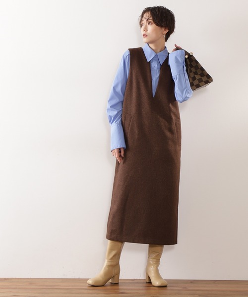 N.（N. Natural Beauty Basic）（エヌエヌナチュラルビューティーベーシック）の「【横田ひかるさん着用】◆ビッグカラーロングカフスシャツ（シャツ/ブラウス・レディース・オフホワイト/ブルー・MEDIUM）」の10枚目の写真