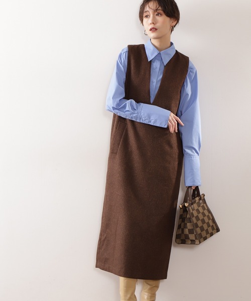 N.（N. Natural Beauty Basic）（エヌエヌナチュラルビューティーベーシック）の「【横田ひかるさん着用】◆ビッグカラーロングカフスシャツ（シャツ/ブラウス・レディース・オフホワイト/ブルー・MEDIUM）」の9枚目の写真