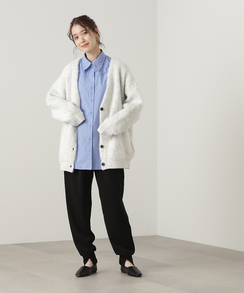 N.（N. Natural Beauty Basic）（エヌエヌナチュラルビューティーベーシック）の「【横田ひかるさん着用】◆ビッグカラーロングカフスシャツ（シャツ/ブラウス・レディース・オフホワイト/ブルー・MEDIUM）」の18枚目の写真