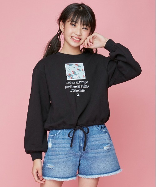 JENNI love（ジェニィラブ）の「裾しぼりトレーナー（スウェット・キッズ・ブラック/オフホワイト/グリーン・130cm/140cm/150cm/160cm）」の3枚目の写真