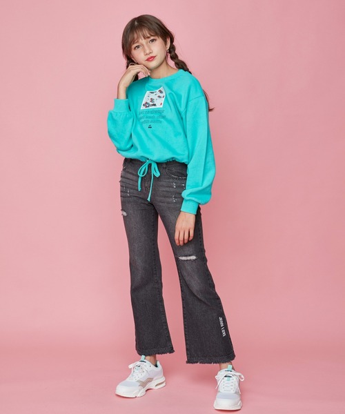 JENNI love（ジェニィラブ）の「裾しぼりトレーナー（スウェット・キッズ・ブラック/オフホワイト/グリーン・130cm/140cm/150cm/160cm）」の7枚目の写真