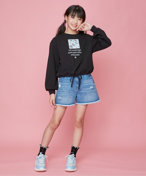 JENNI love（ジェニィラブ）の「裾しぼりトレーナー（スウェット・キッズ・ブラック/オフホワイト/グリーン・130cm/140cm/150cm/160cm）」の6枚目の写真