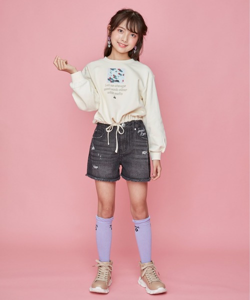 JENNI love（ジェニィラブ）の「裾しぼりトレーナー（スウェット・キッズ・ブラック/オフホワイト/グリーン・130cm/140cm/150cm/160cm）」の4枚目の写真