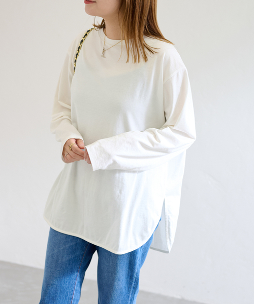 JOURNAL STANDARD（ジャーナルスタンダード）の「ドルマンラウンドヘムプルオーバー（Tシャツ/カットソー・レディース・ホワイト/ホワイト×ホワイト・FREE）」の2枚目の写真