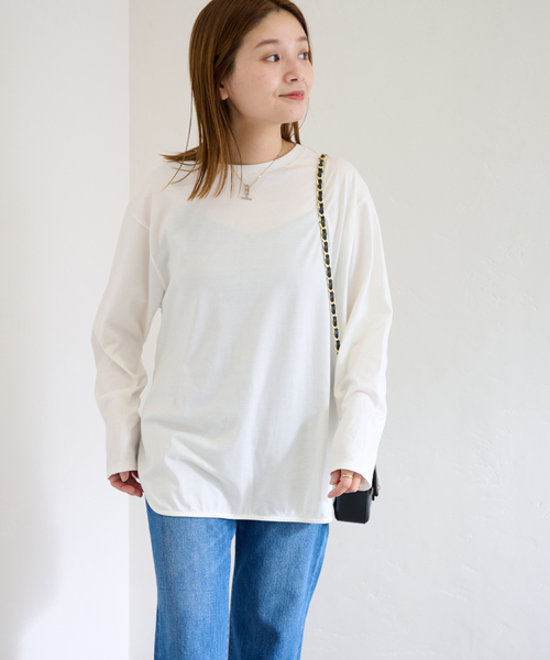 JOURNAL STANDARD（ジャーナルスタンダード）の「ドルマンラウンドヘムプルオーバー（Tシャツ/カットソー・レディース・ホワイト/ホワイト×ホワイト・FREE）」の4枚目の写真