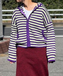 BEATJIVE（ビートジャイブ）の「ボーダー ジップ ニット パーカー 羽織り レディース（ニット/セーター）」