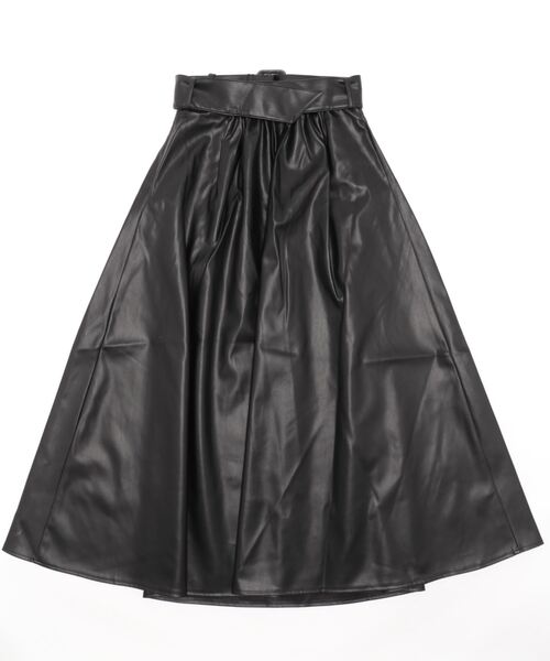 AZUL by moussy（アズールバイマウジー）の「FAUX LEATHER HIGH WAIST SKIRT/フェイクレザーハイウエストスカート（スカート・レディース・アイボリー/ブラック/ダークブルー・SMALL/MEDIUM）」の4枚目の写真