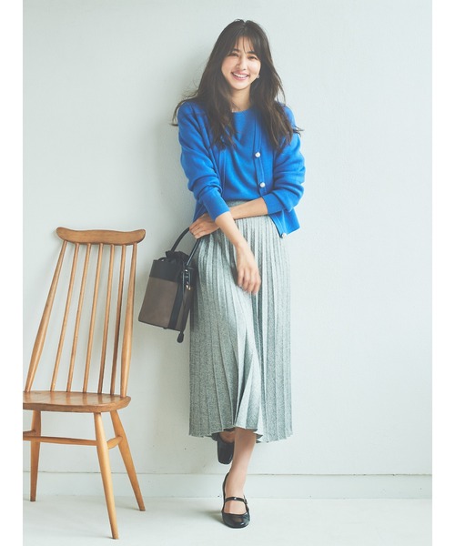 Te chichi（テチチ）の「フロントパールVネックカーディガン（カーディガン/ボレロ・レディース・ブラック/オフホワイト/グレー/ブルー・ﾌﾘ-）」の8枚目の写真