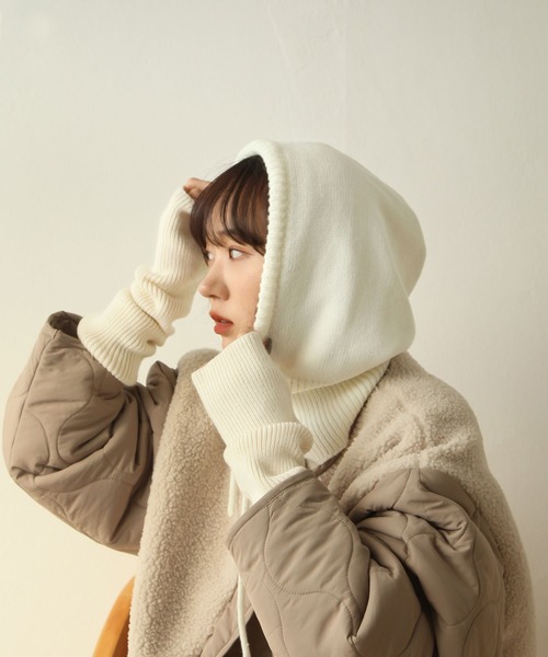 Chillfar（チルファー）の「ニットバラクラバ（ニットキャップ/ビーニー・レディース・ブラック/ブルー/グリーン/アイボリー・FREE）」の2枚目の写真