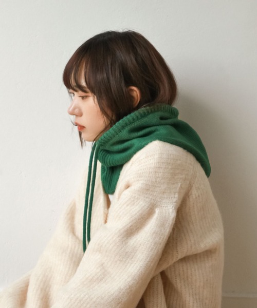 Chillfar（チルファー）の「ニットバラクラバ（ニットキャップ/ビーニー・レディース・ブラック/ブルー/グリーン/アイボリー・FREE）」の5枚目の写真