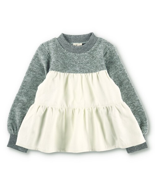 BRANSHES（ブランシェス）の「ティアード裏起毛トレーナー（スウェット・キッズ・杢グレー/ライトグリーン・140/130/120/150/90/110/100）」の17枚目の写真