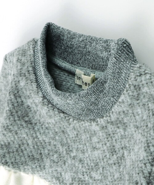 BRANSHES（ブランシェス）の「ティアード裏起毛トレーナー（スウェット・キッズ・杢グレー/ライトグリーン・140/130/120/150/90/110/100）」の14枚目の写真
