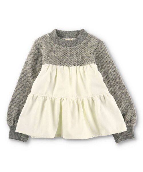 BRANSHES（ブランシェス）の「ティアード裏起毛トレーナー（スウェット・キッズ・杢グレー/ライトグリーン・140/130/120/150/90/110/100）」の16枚目の写真