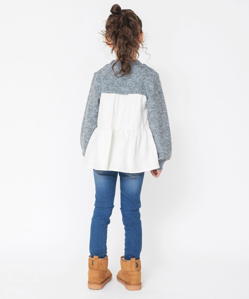 BRANSHES（ブランシェス）の「ティアード裏起毛トレーナー（スウェット・キッズ・杢グレー/ライトグリーン・140/130/120/150/90/110/100）」の21枚目の写真