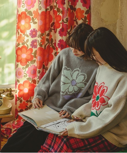 kutir(クティール)の「【クティールとレトロ】オハナハイネックニット(ニット/セーター・レディース・杢グレー/ホワイト・FREE)」の12枚目の写真