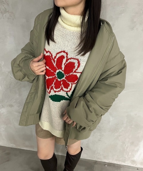 kutir(クティール)の「【クティールとレトロ】オハナハイネックニット(ニット/セーター・レディース・杢グレー/ホワイト・FREE)」の21枚目の写真