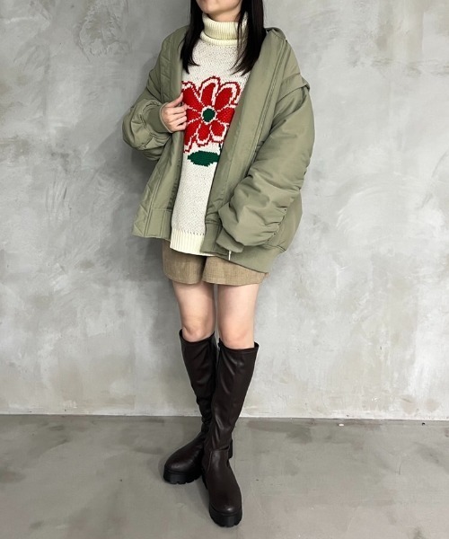 kutir(クティール)の「【クティールとレトロ】オハナハイネックニット(ニット/セーター・レディース・杢グレー/ホワイト・FREE)」の20枚目の写真
