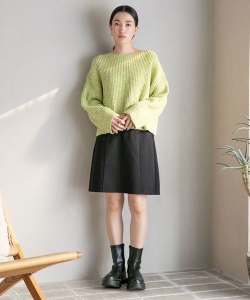 LOWRYS FARM（ローリーズファーム）の「スラブヤーンクロップドロングスリーブ　187982（ニット/セーター・レディース・グレー/グリーン/アイボリー・FREE）」の14枚目の写真