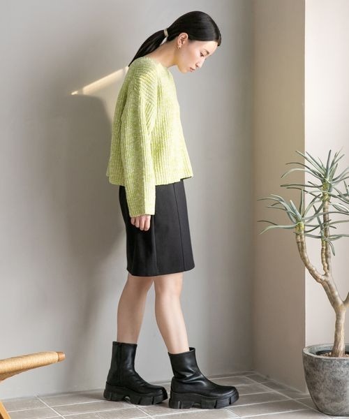 LOWRYS FARM（ローリーズファーム）の「スラブヤーンクロップドロングスリーブ　187982（ニット/セーター・レディース・グレー/グリーン/アイボリー・FREE）」の12枚目の写真