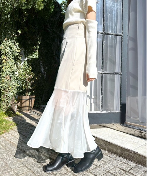 OLIVE des OLIVE（オリーブデオリーブ）の「裾シフォンコルセットマーメイドスカート（スカート・レディース・アイボリー/チャコールグレー/サックスブルー・FREE）」の8枚目の写真