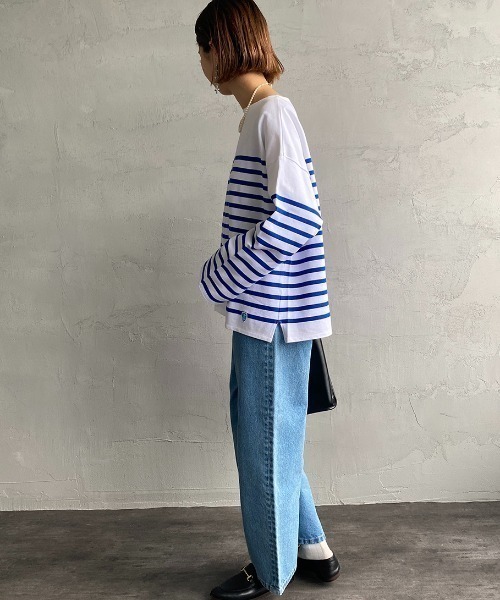 ORCIVAL（オーシバル）の「[ORCIVAL/オーシバル] ボートネック パネルボーダーカットソー（Tシャツ/カットソー・レディース・ブルー/ネイビー・1）」の14枚目の写真