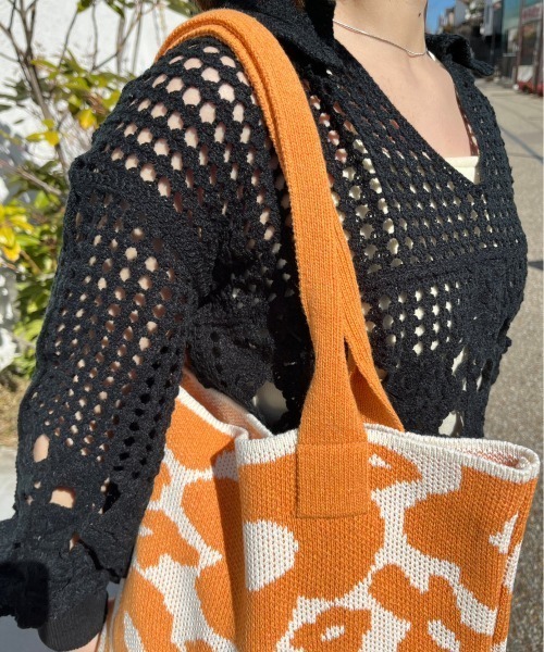 nemne store（ネンネストア）の「【nemne】フラワーニットトートバッグ（トートバッグ・レディース・イエロー/グリーン・フリー）」の5枚目の写真