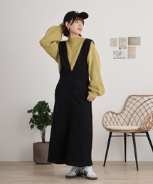 atONE（アットワン）の「atONE フロントボタンジャンパーツイルスカート（ジャンパースカート・レディース）」