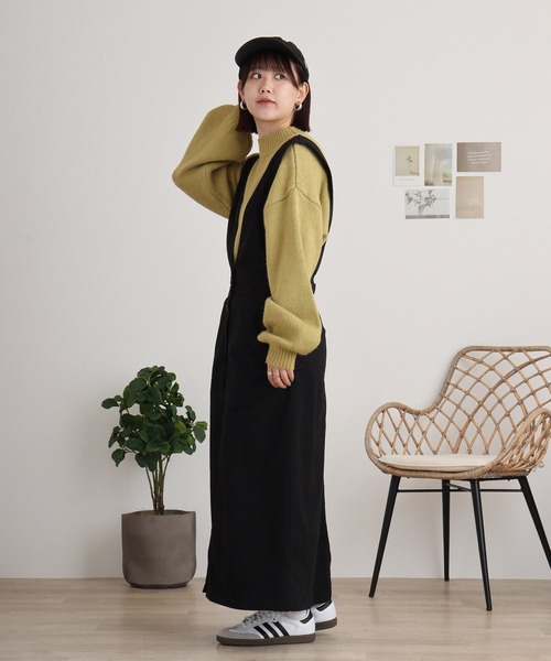 atONE(アットワン)の「atONE フロントボタンジャンパーツイルスカート(ジャンパースカート・レディース・ブラック/カーキ/ベージュ・M/L/LL/3L/4L)」の5枚目の写真
