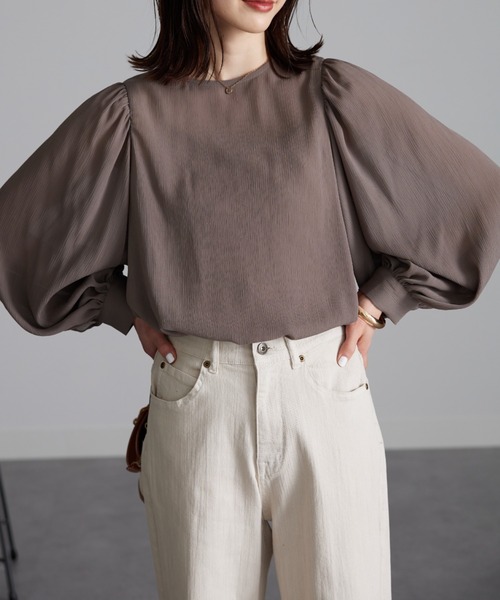 RANAN(ラナン)の「バルーンスリーブシアーブラウス(シャツ/ブラウス・レディース・ブラック/ブラウン/ミント/ベージュ・L/M/LL)」の14枚目の写真