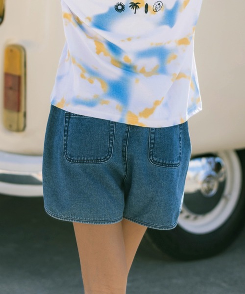 ROXY（ロキシー）の「GRAVEL/ロキシーショートパンツ（デニムパンツ・レディース・ブルー/インディゴブルー・MEDIUM/LARGE/SMALL）」の4枚目の写真