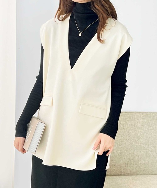 GeeRA（ジーラ）の「リネンライクスラブプルオーバーベスト（ベスト・レディース・カーキ/ブラック/アイボリー・MEDIUM）」の11枚目の写真