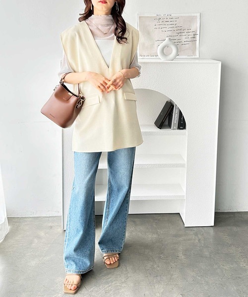 GeeRA（ジーラ）の「リネンライクスラブプルオーバーベスト（ベスト・レディース・カーキ/ブラック/アイボリー・MEDIUM）」の17枚目の写真